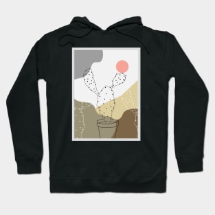 Abstract Desert Cactus Minimalist wall Art Hoodie